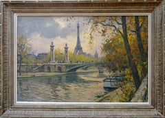 Alexander III Bridge and the banks of the Seine Oil on canvas, 55x81 cm