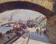 Les berges du Quai de la Tournelle, 1930, French Post-Impressionist, Paris Scene