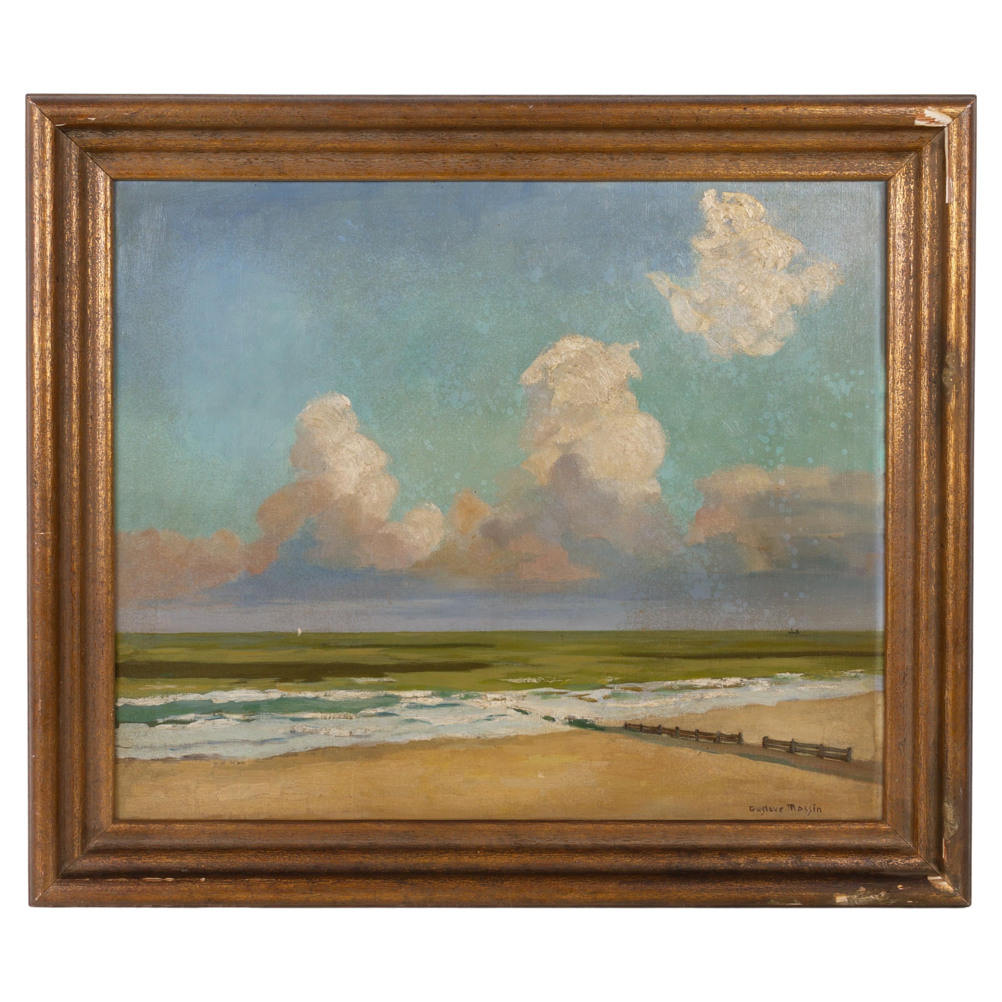Gustave Massin Signed Belgian Coastal Landscape Oil Painting
