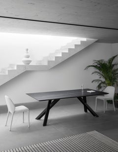 Gustave Medium Table in Thundernight Ceramic Top with Black Legs by Paolo