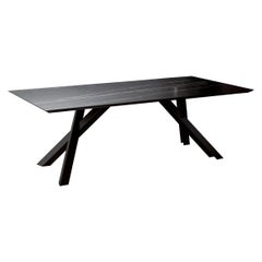 Gustave Medium Table in Thundernight Ceramic Top with Black Legs by Paolo