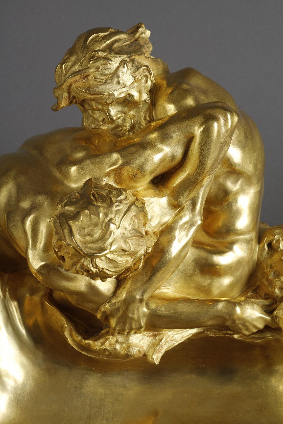 Important pocket-tray with sea gods - French School Sculpture by Gustave Michel