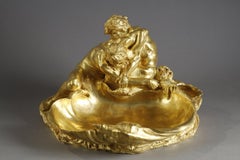 Importante vassoio tascabile con divinità marine