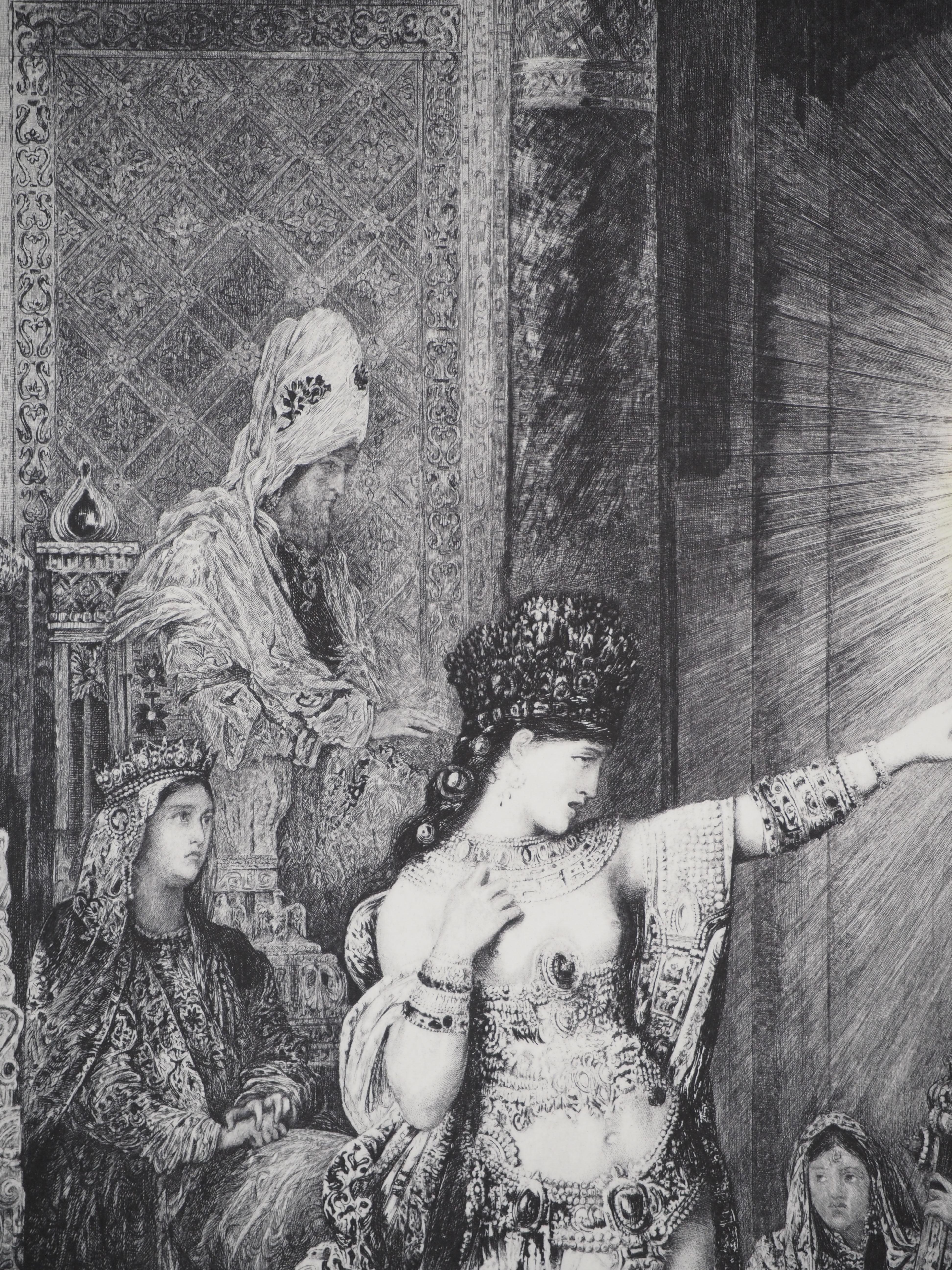 Salome and the Head of John the Baptist - Etching from Louvre Museum - Gray Portrait Print by Gustave Moreau