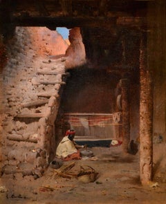 The Home Dwelling, 19th Century Signed Orientalist Oil 