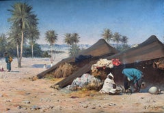Orientalist Painting African Encampment at Gabès, Tunisia