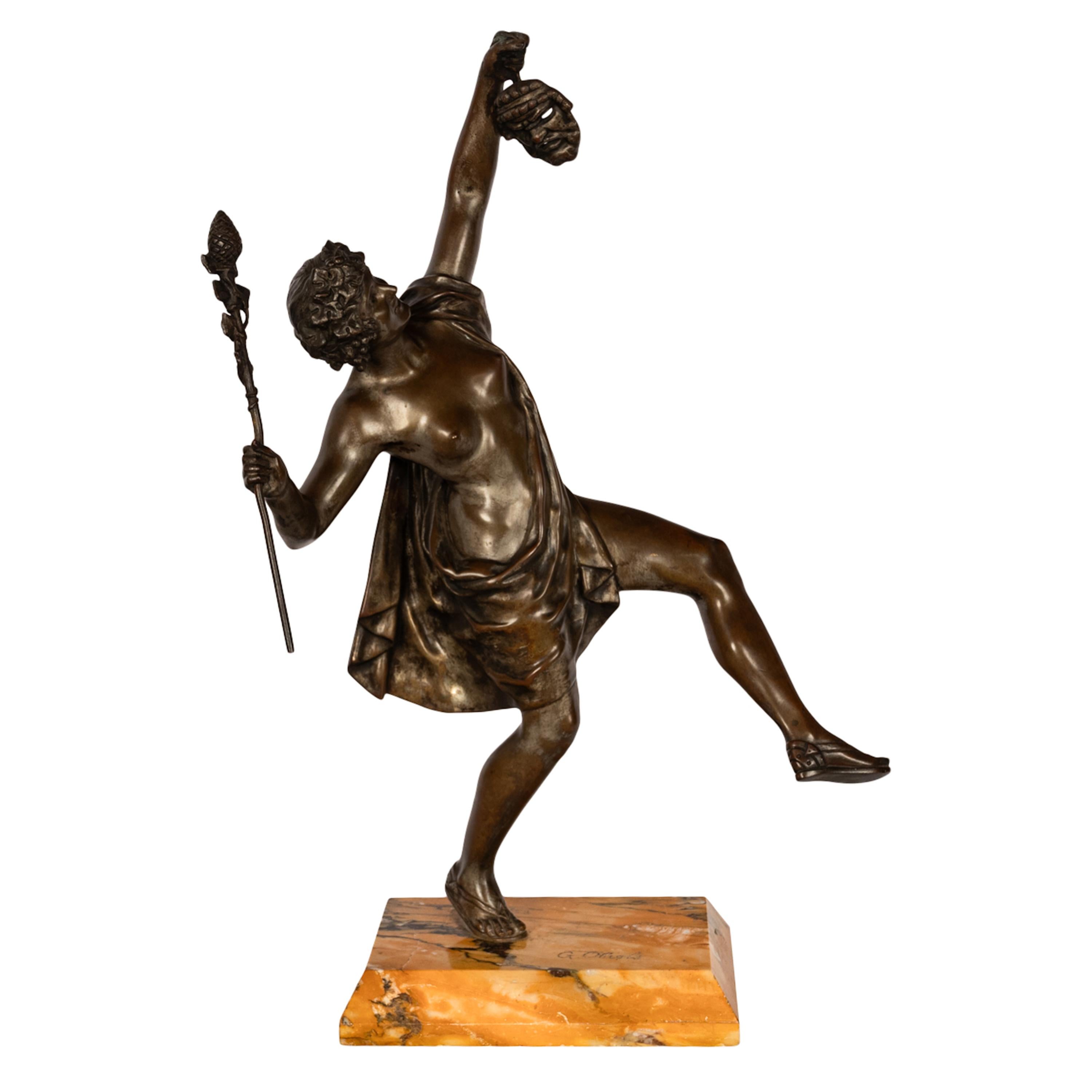 Antiguo Art Nouveau Español Bronce Escultura neoclásica Estatua Bacante 1890 - Sculpture de Gustave Obiols Delgado