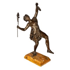 Antike spanische Jugendstil-Skulptur aus Bronze im Art nouveau-Stil, neoklassizistische Skulptur Statue Bacchante 1890