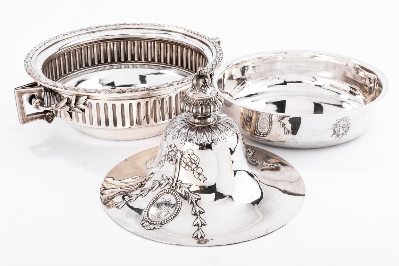 Late 19th Century Gustave Odiot, Silver Vegetable Dish For Sale