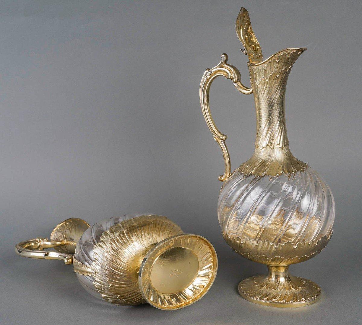 GUSTAVE ODIOT – Pair Of Crystal and Vermeil Ewers Circa 1870/1880 For Sale 3