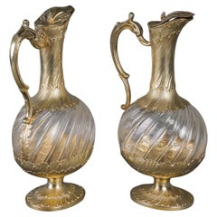 Antique GUSTAVE ODIOT – Pair Of Crystal and Vermeil Ewers Circa 1870/1880