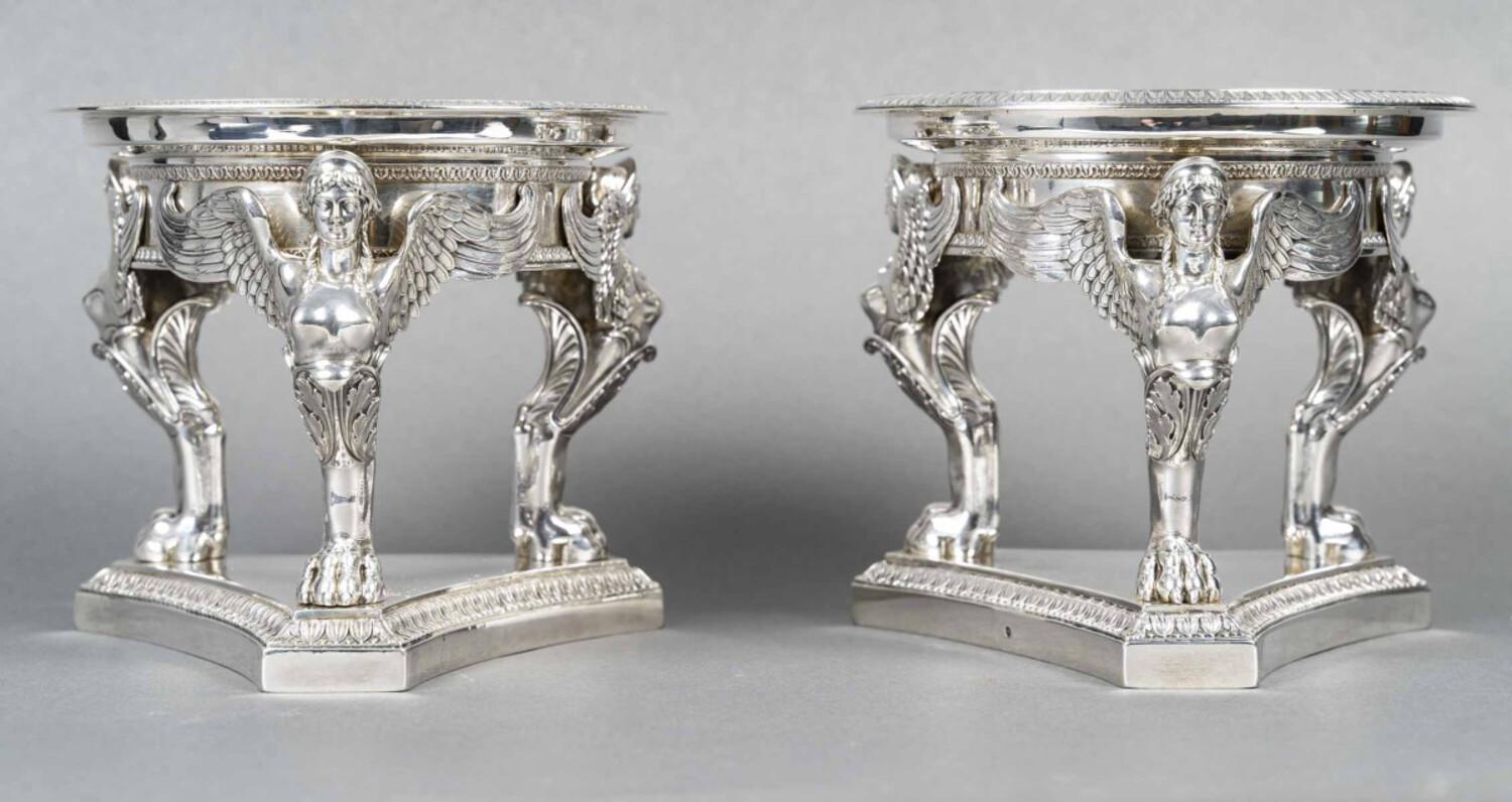 French GUSTAVE ODIOT - Pair of silver and Baccarat crystal goblets 19th century