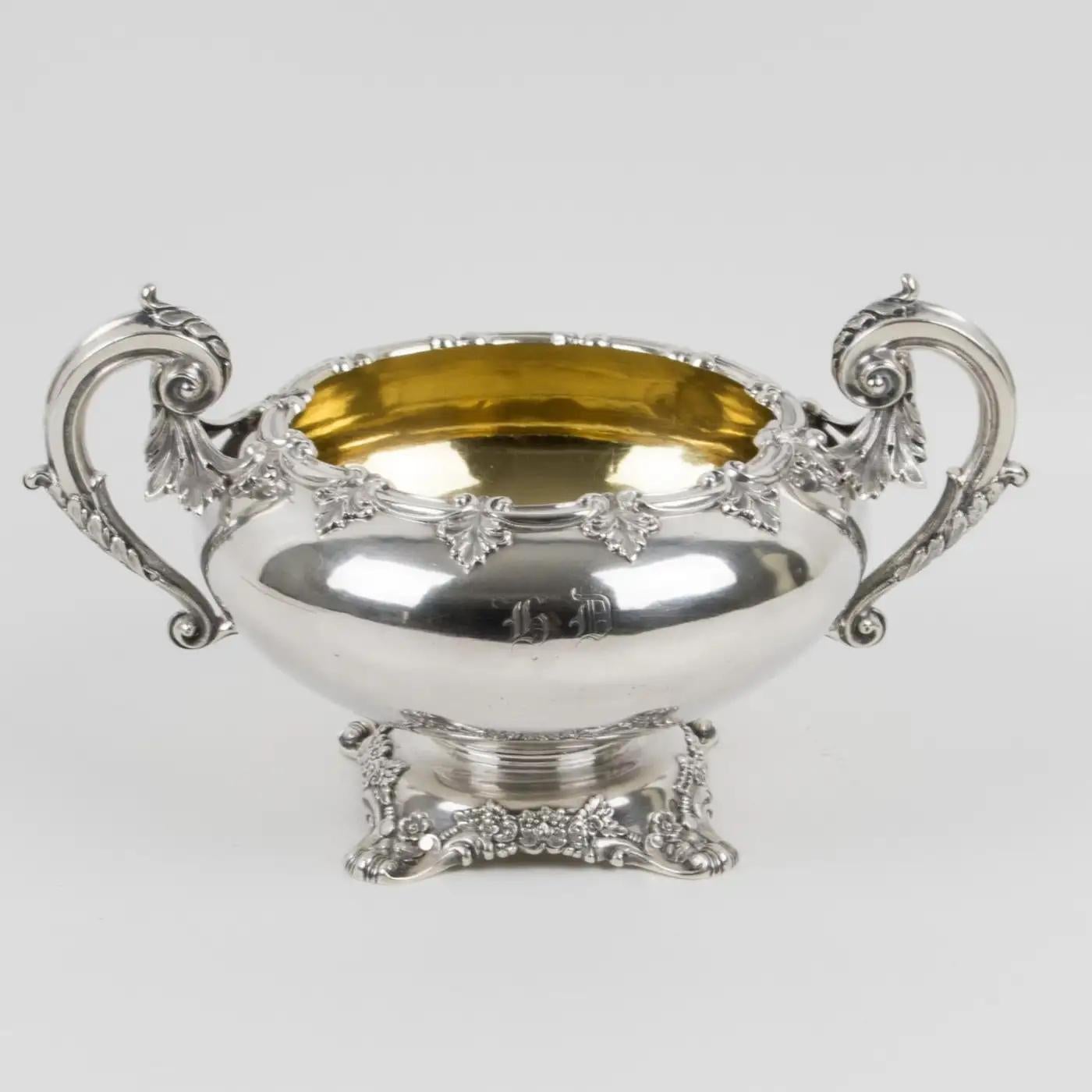 Gustave Odiot Paris 19th Century Sterling Silver Decorative Bowl For Sale 3
