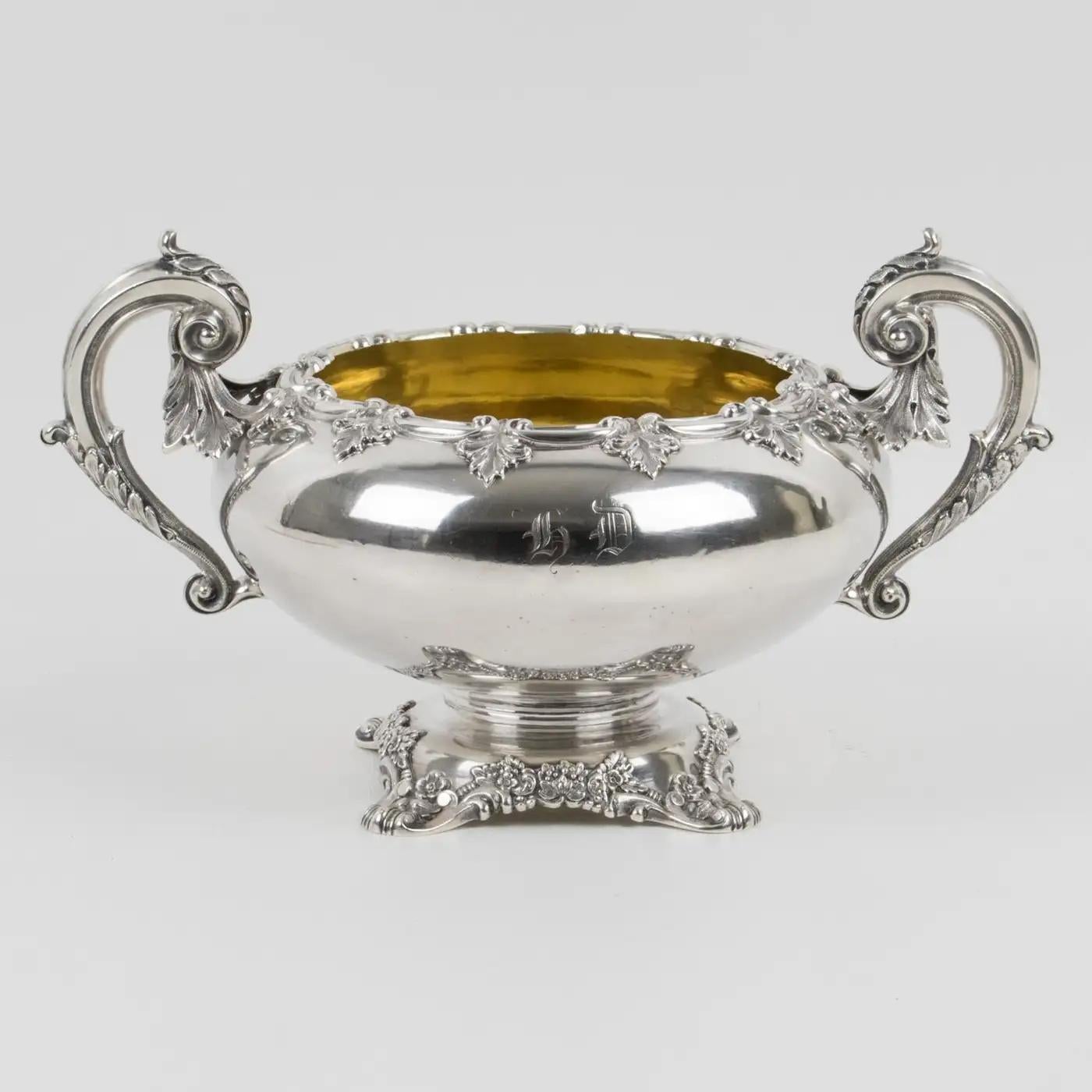 Gustave Odiot Paris 19th Century Sterling Silver Decorative Bowl For Sale 4