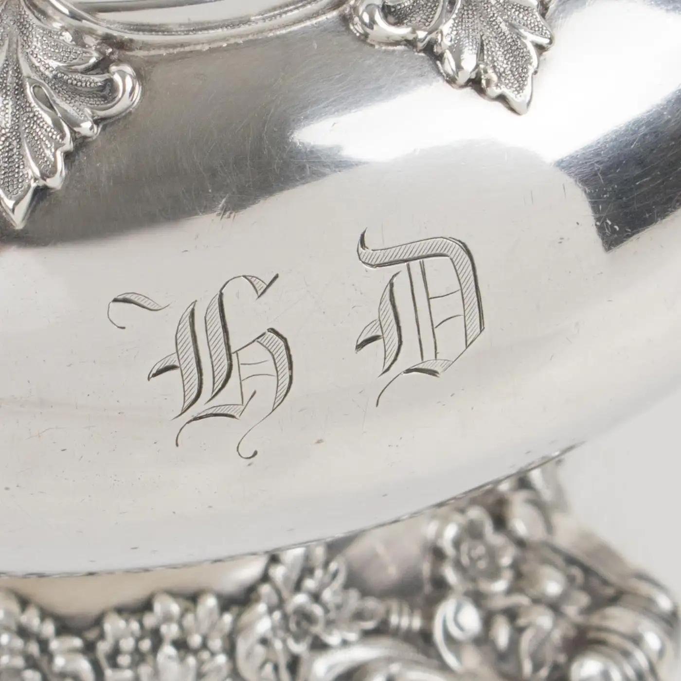 Victorian Gustave Odiot Paris 19th Century Sterling Silver Decorative Bowl For Sale