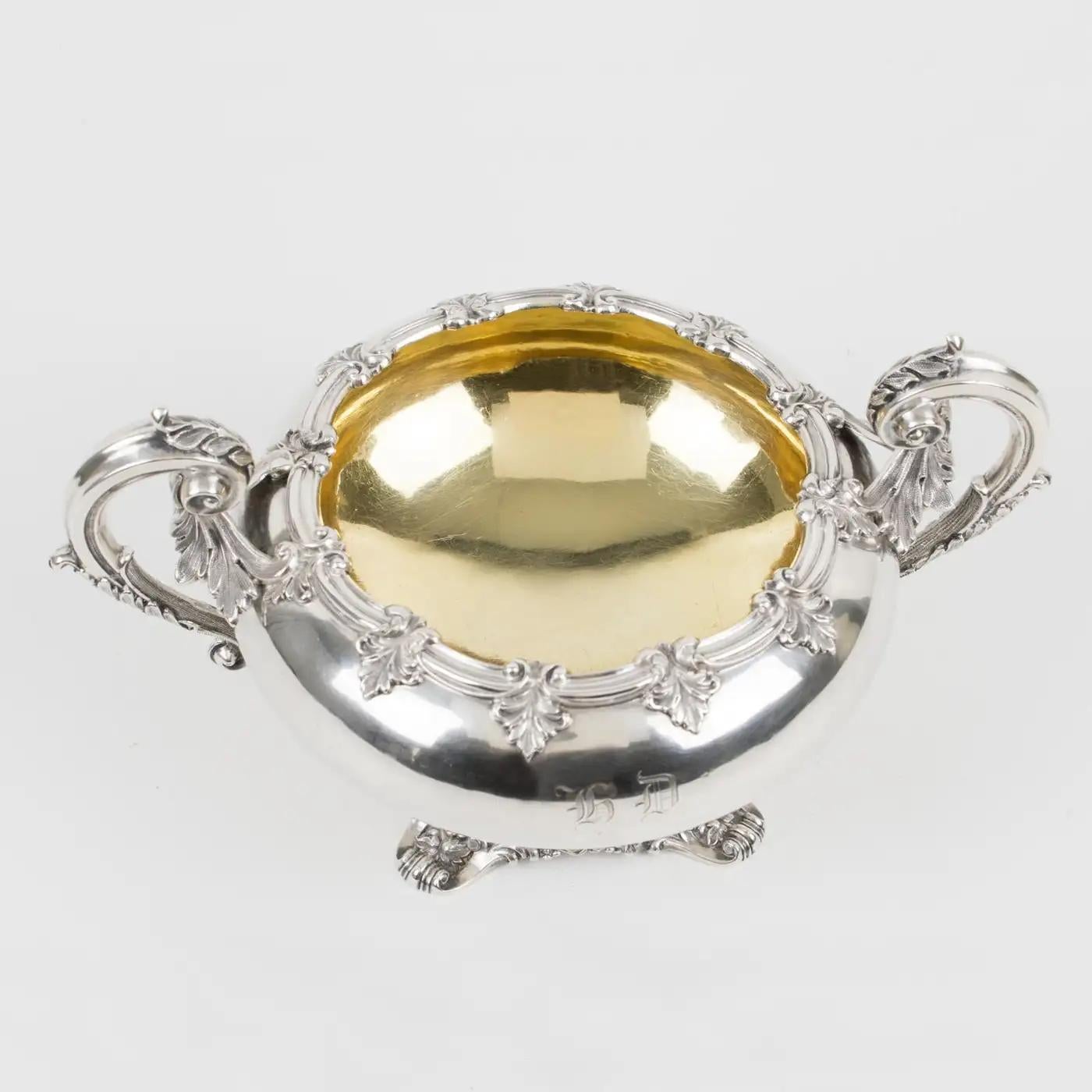 French Gustave Odiot Paris 19th Century Sterling Silver Decorative Bowl For Sale