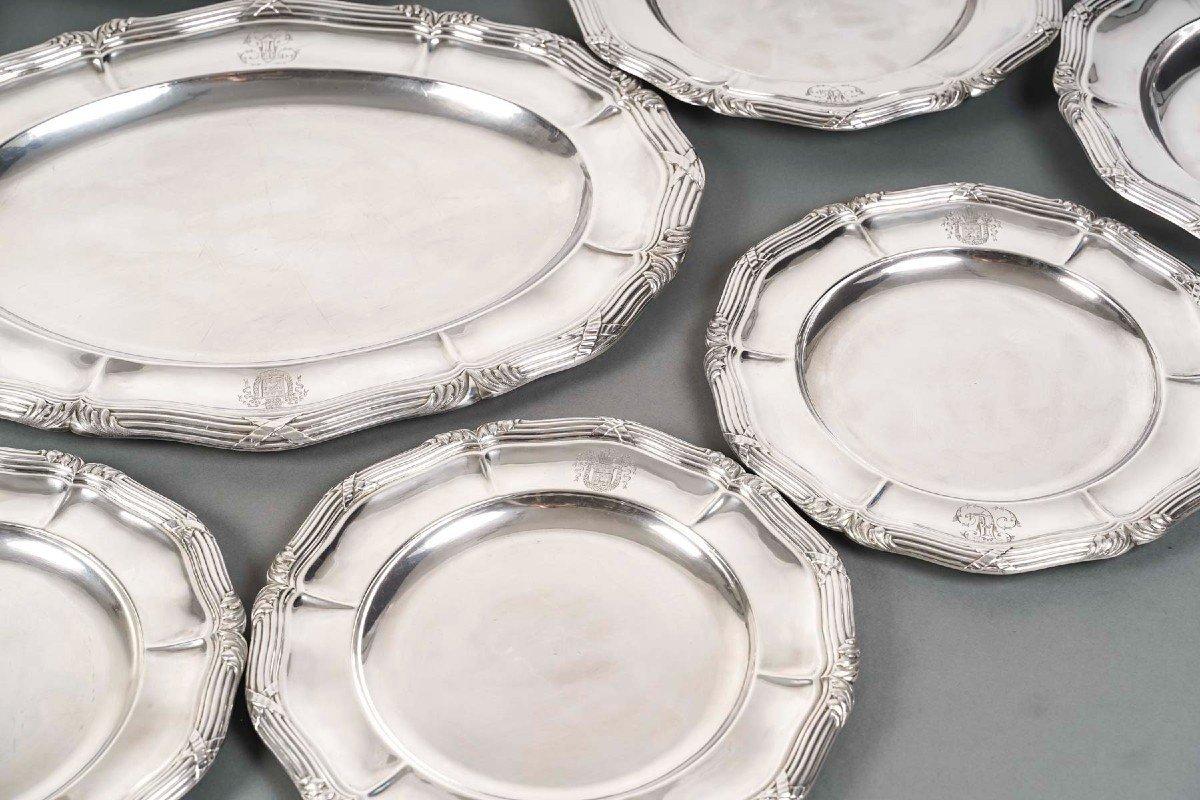 GUSTAVE ODIOT – Set of Ten Dishes in Solid Silver 19th Century For Sale 8