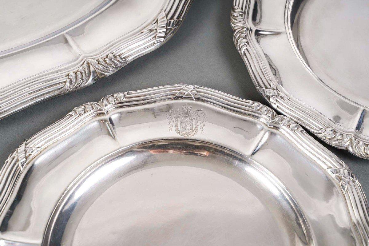 Louis XVI GUSTAVE ODIOT – Set of Ten Dishes in Solid Silver 19th Century For Sale