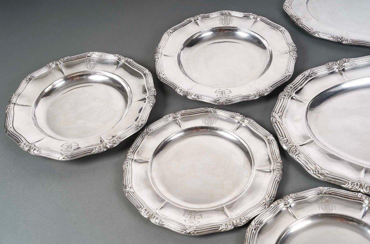 GUSTAVE ODIOT – Set of Ten Dishes in Solid Silver 19th Century For Sale 3