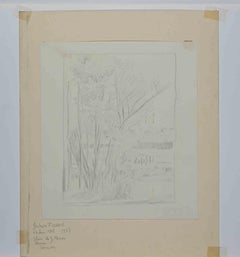 Garden - Original Drawing by Gustave Pierre - Early 20th Century