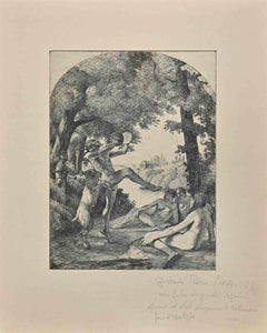 Jardin - Gravure originale de Gustave Pierre - Début du 20e siècle