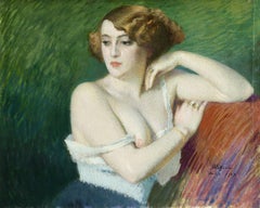 "Nu" Poetzsch C.19th French Impressionist Elegant Nude Figure in Interior