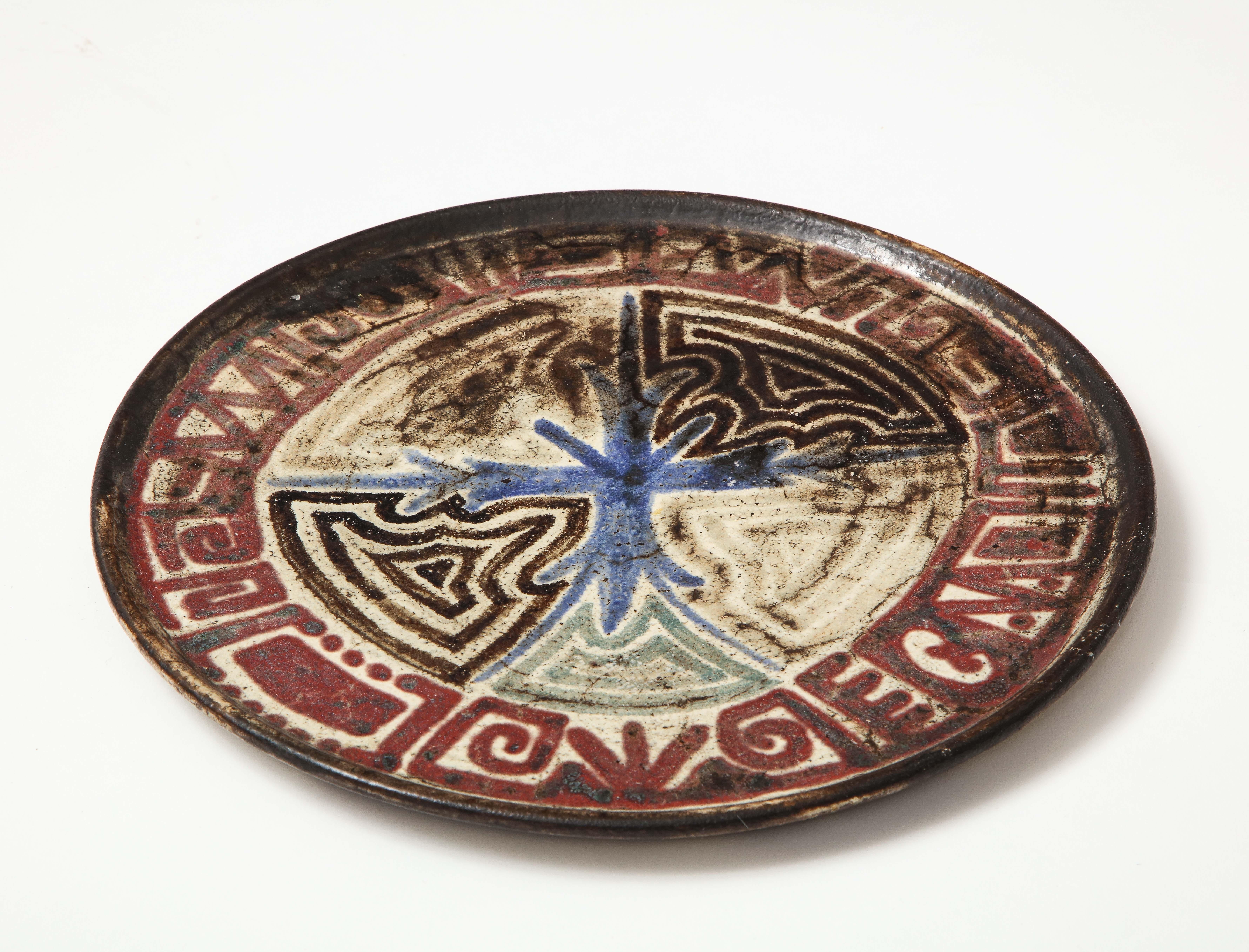 Gustave Raynaud ceramic platter, Vallauris, France, circa 1960s.