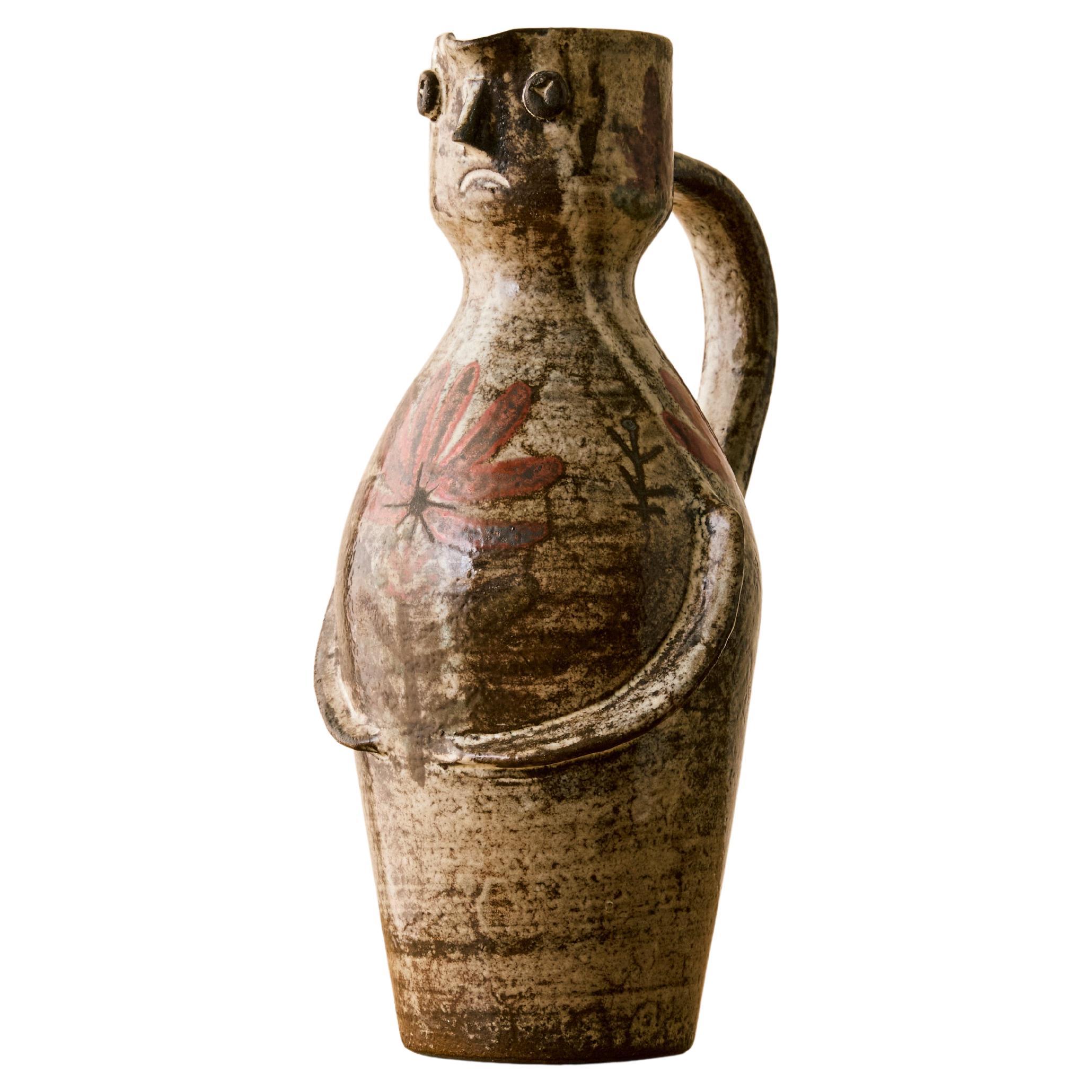 Pichet à figurines en céramique Gustave Reynaud C.C. 1960