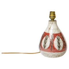 Lampada da tavolo in ceramica bianca e rossa Gustave Reynaud Lemurier design del XX secolo