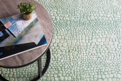 Hand-Knotted Jade Rug in Gustave Design with Luxurious Raised Pile