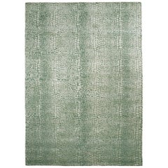 Hand-Knotted Jade Rug in Gustave Design with Luxurious Raised Pile 