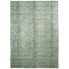 Hand-Knotted Jade Rug in Gustave Design with Luxurious Raised Pile