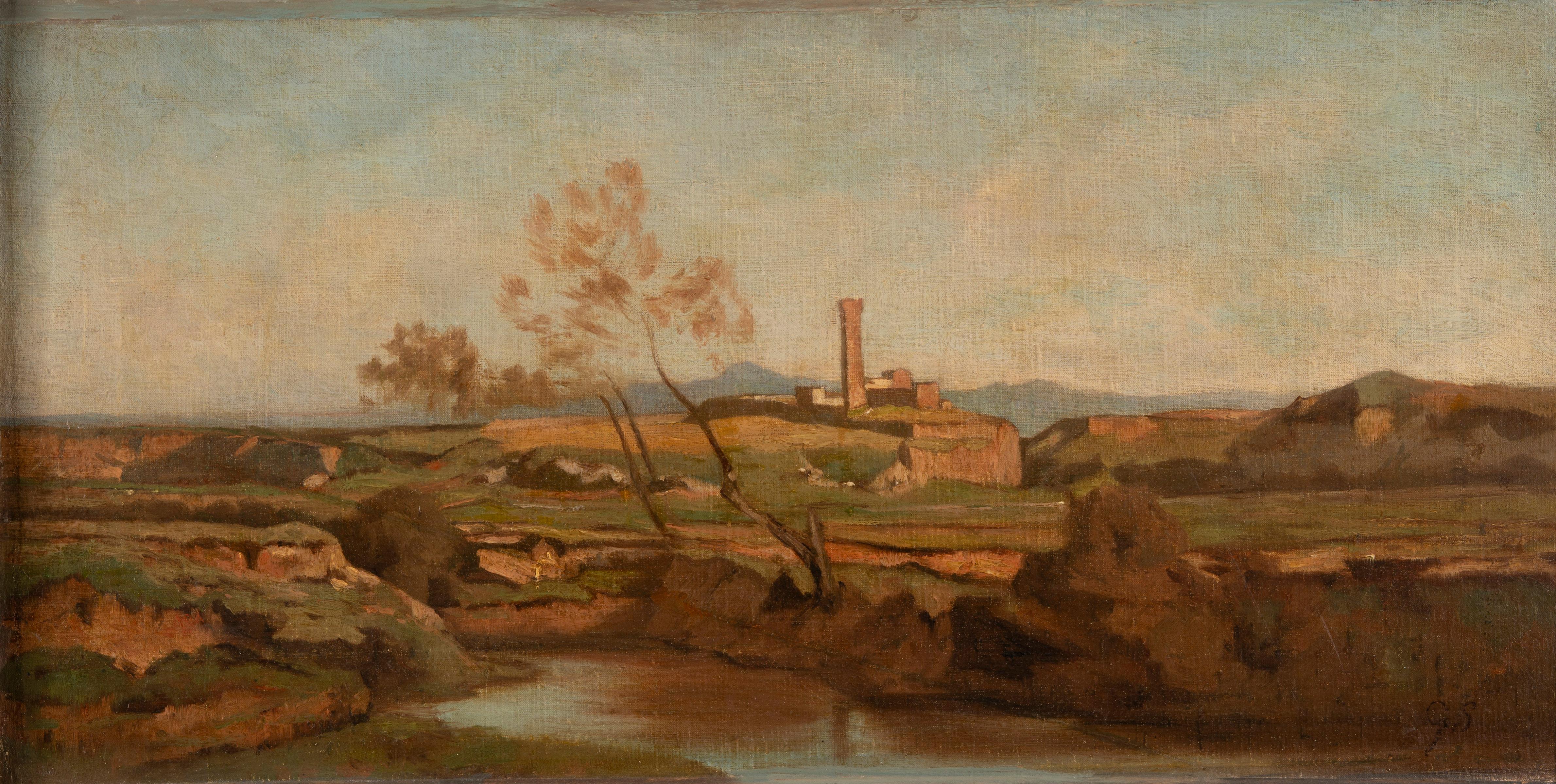 Campagna Romana (Roman Countryside), Tonalist Post-Impressionist Landscape