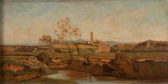 Campagna Romana (campagne romaine), paysage post-impressionniste tonaliste