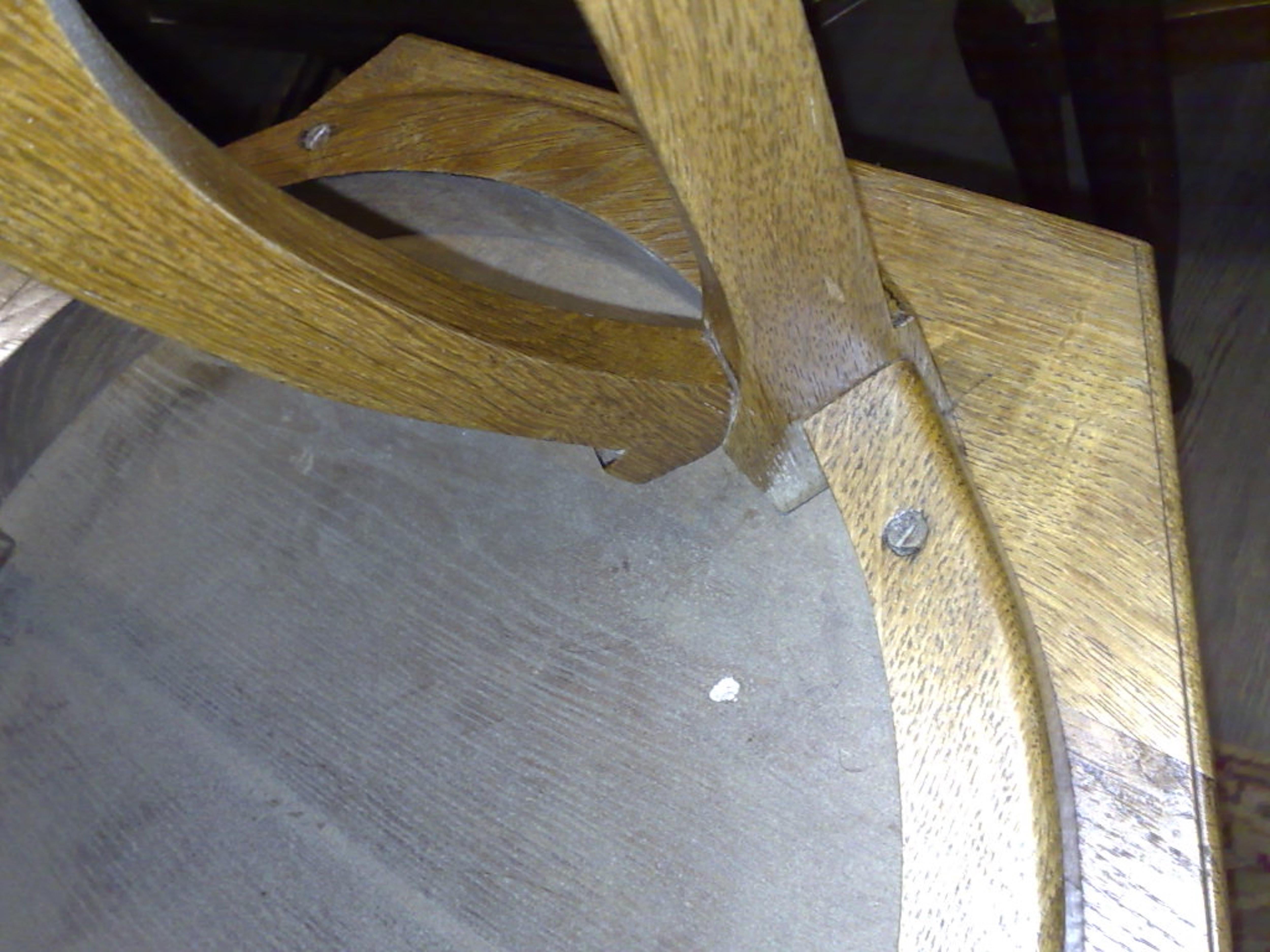 Brass Gustave Serrurier-Bovy Style, an Oak Secessionist Side Table with Octagonal Top For Sale