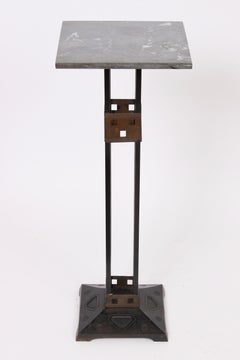Gustave Serrurier-Bovy Style Iron, Brass and Marble Pedestal, circa 1910