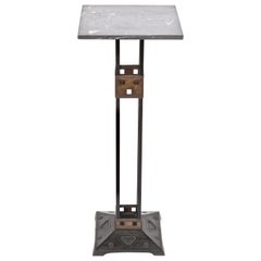 Gustave Serrurier-Bovy Style Iron, Brass and Marble Pedestal, circa 1910
