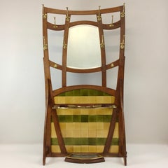 Gustave Serrurier-Bovy Rare Wall Coat Rack, circa 1900, Belgium