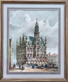 Market Scene of Oudenaarde, Gustave Simonau, Bruges 1810 – 1870 Brussels