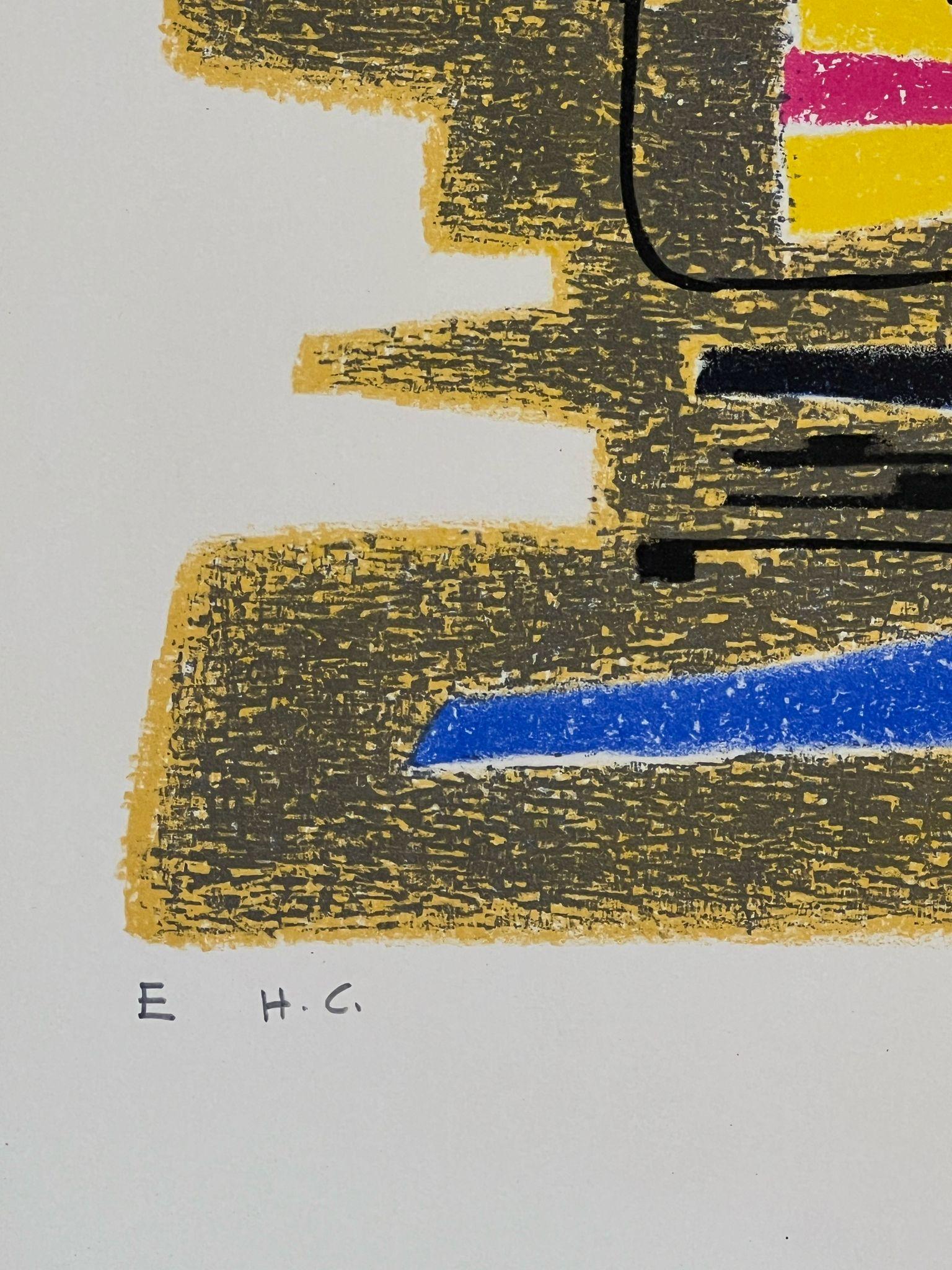 Le Contrapunctor de Buxtehude - Beige Abstract Print by Gustave Singier