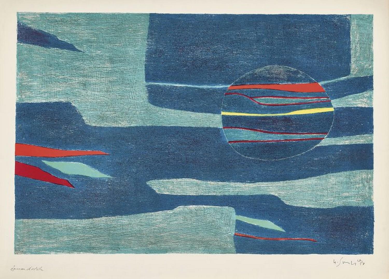 Gustave Singier Abstract Print - Provence : soleil, mer froide 