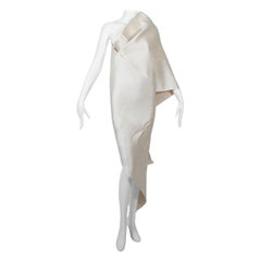 Vintage Gustave Tassell Ivory Duchess Satin Wrap Shawl - Original Tags, 1960s