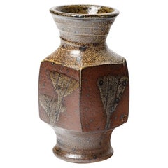 Gustave Tiffoche 20e siècle Vase en céramique abstraite Brown 1970 6/7