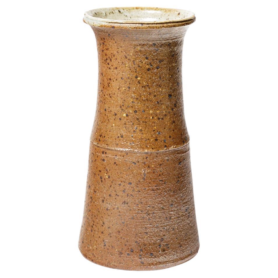 Gustave Tiffoche 20th Century Unique Brown Stoneware Ceramic Vase, circa 1970