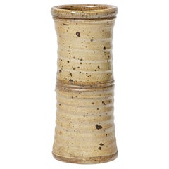 Vintage Gustave Tiffoche brown stoneware ceramic vase circa 1970 unique piece