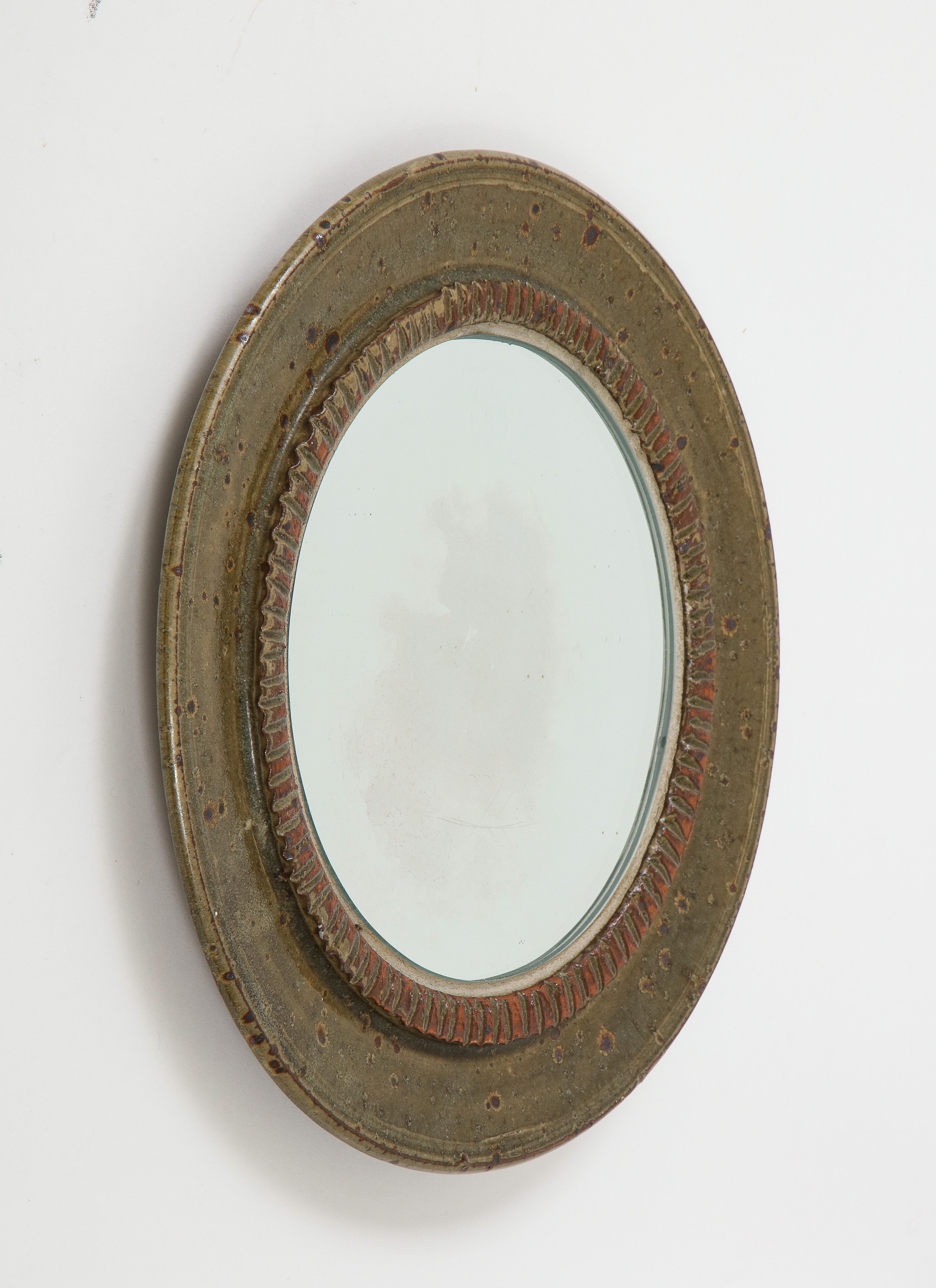 Gustave Tiffoche Ceramic Mirror, France, c. 1960 2
