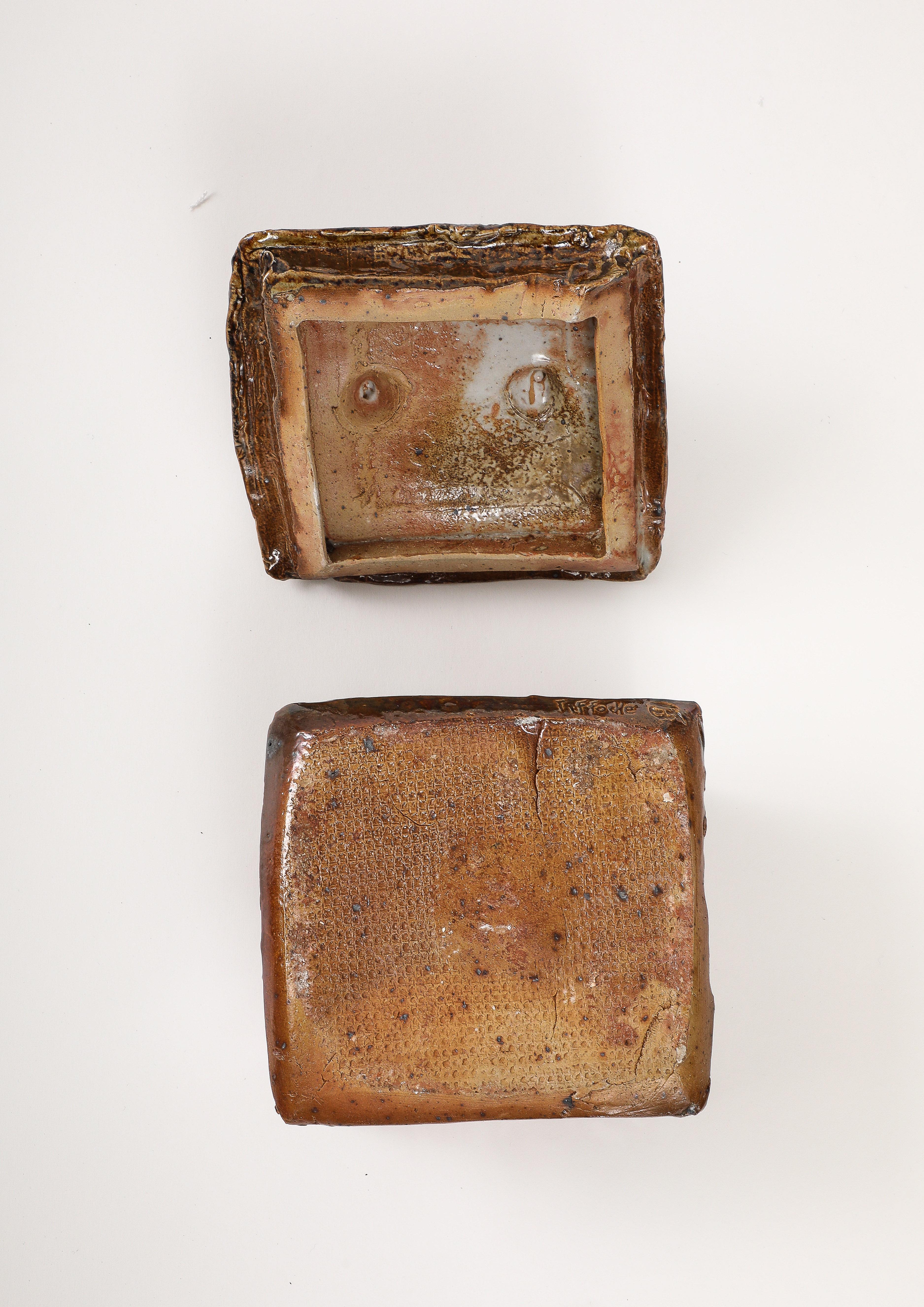 Gustave Tiffoche Hand Built Ceramic Box, La Bourne, France, 1960, signed For Sale 6
