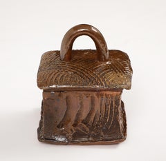 Gustave Tiffoche Hand Built Ceramic Box, La Bourne, France, 1960, signed