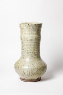 Gustave Tiffoche Large White Stoneware Ceramic Vase, circa 1970