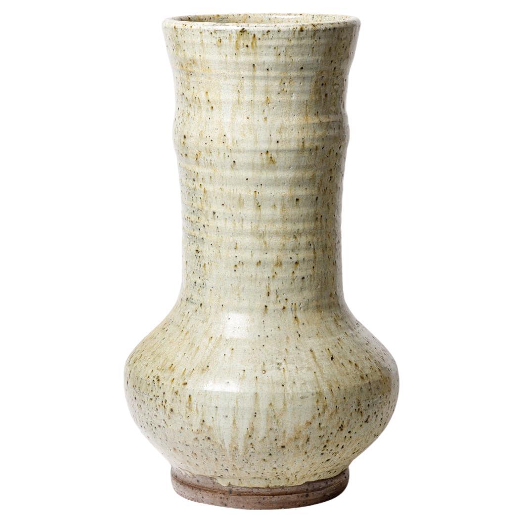 Gustave Tiffoche Large White Stoneware Ceramic Vase, circa 1970